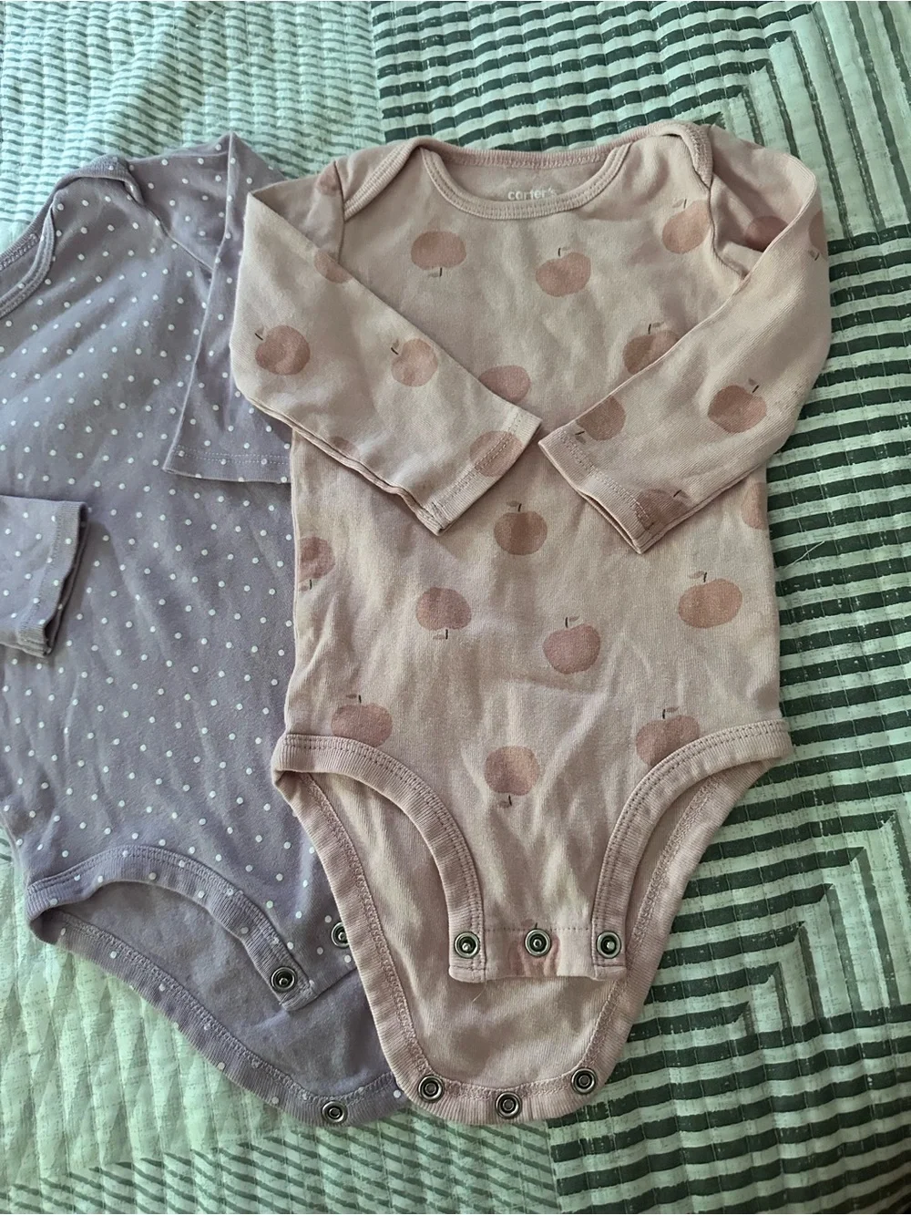 Carter's Long-Sleeve One-Piece Bodysuits - Lavender & Dusty Pink